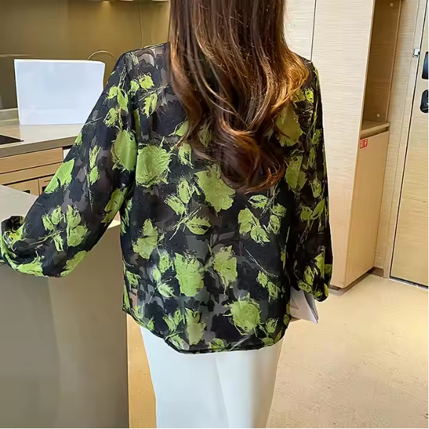Floral Print Womens Long Sleeve Shirt