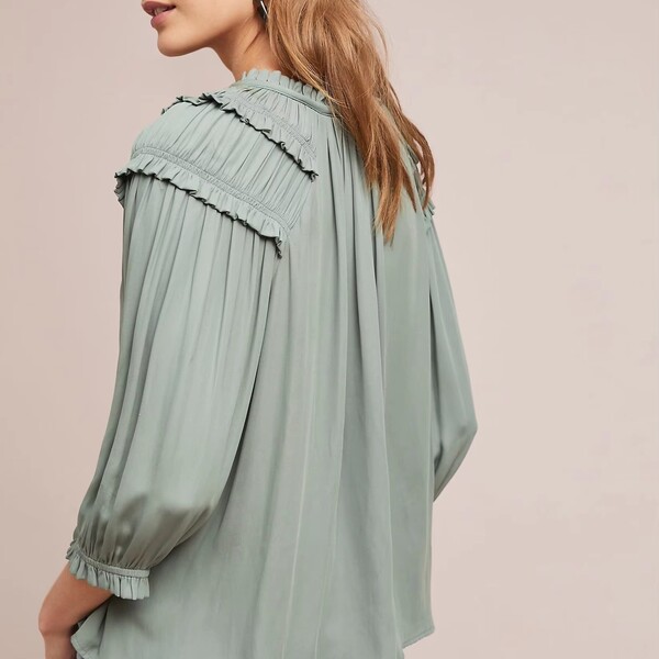 Whoelsale 3 Pcs of Satin Ruffled V Neck Blouse 