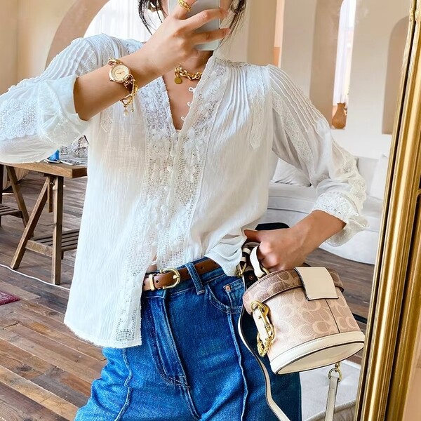 Vintage Lace Casual Womens Top