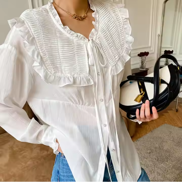 Linen Blend Button Down Vacation Womens Shirt
