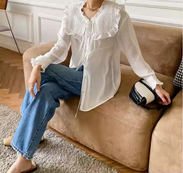 Linen Blend Button Down Vacation Womens Shirt