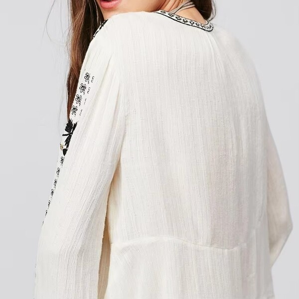 Casual Embroidered Long Sleeve Ladies Shirt