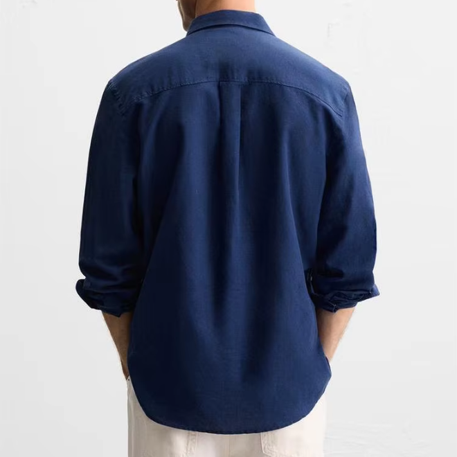 Autumn Long Sleeve Mens Casual Linen Shirt