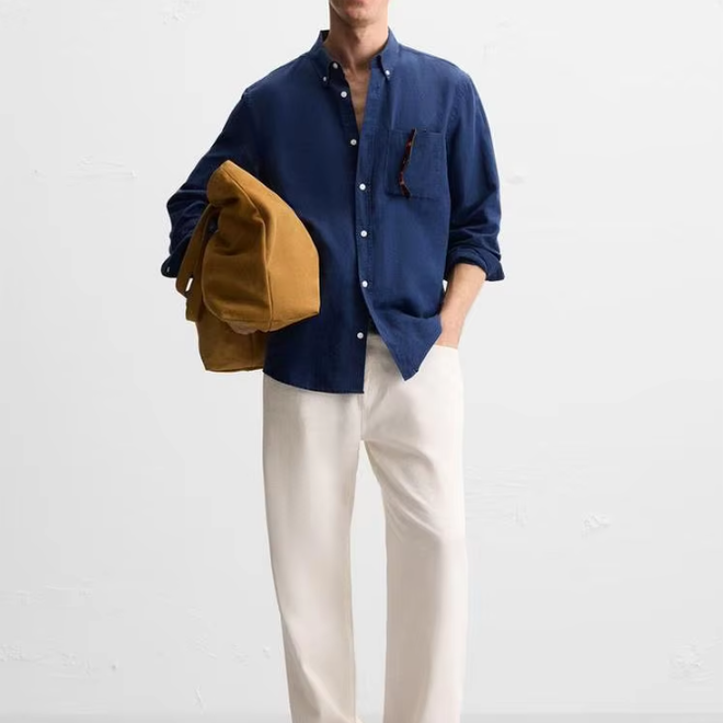 Autumn Long Sleeve Mens Casual Linen Shirt
