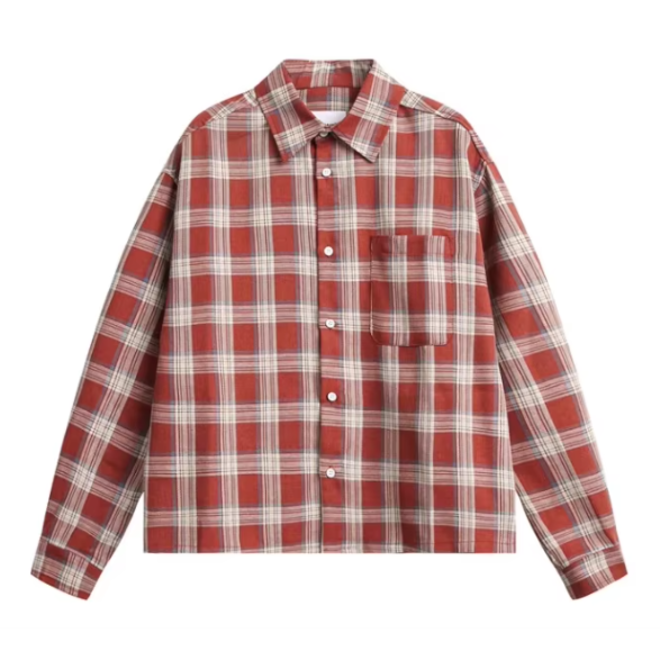 Wholesale 2 Pcs of Autumn Cotton Flannel Printed Mens Long Sleeved Shirt