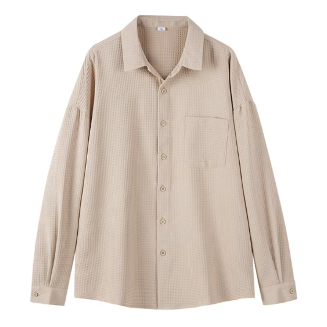 Mens Casual Long Sleeved Wrinkle Resistant Shirt