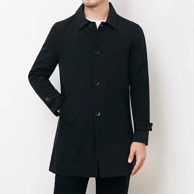 Wholesale 2 Pcs of Autumn Casual Loose Design Business Medium Length Trench Coat For Men