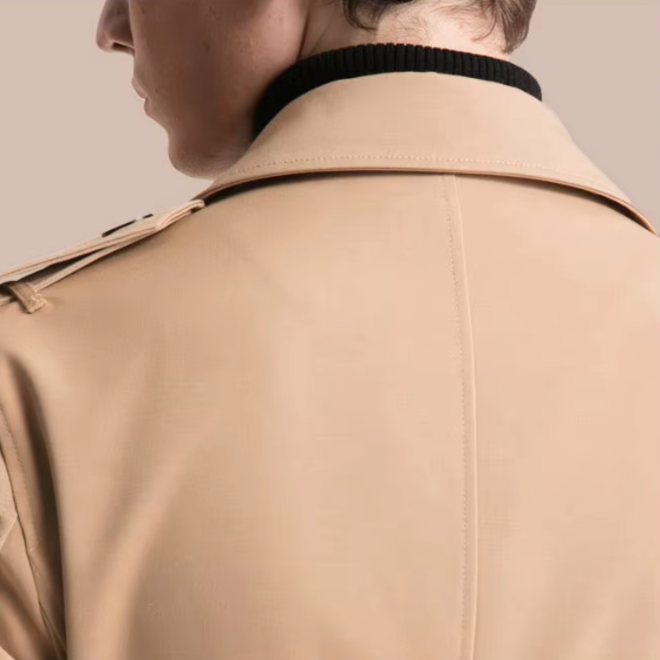 British Style Mens Mid Length Double Breasted Slim Fit Trench Coat