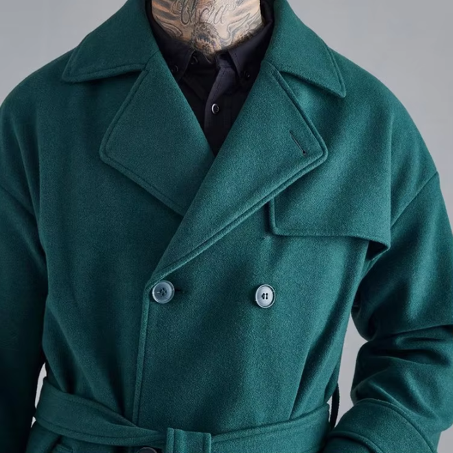 Luxury Wool Mens Double Breasted Trench Coats