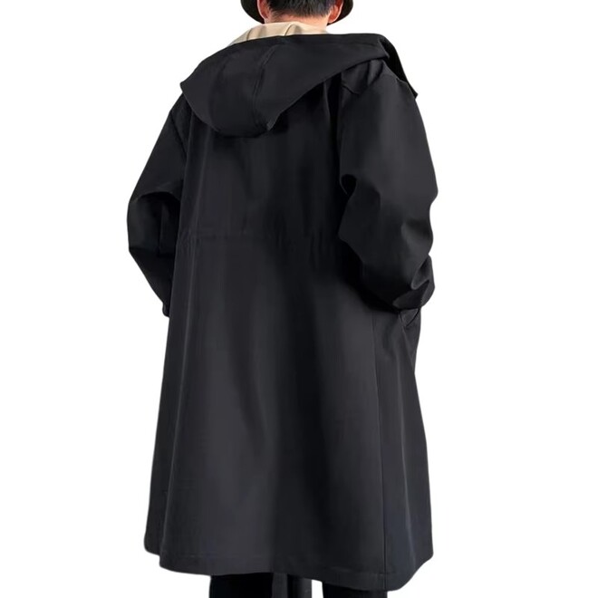 Mens Streetwear Long Fashionable Autumn Hooded Trench Coat