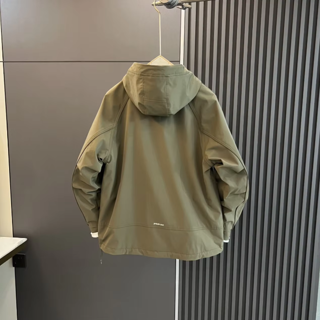 Windproof Waterproof Zipper Hooded Trench Coat