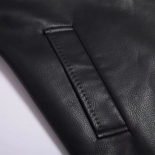 Mens Medium PU Leather Trench Coat