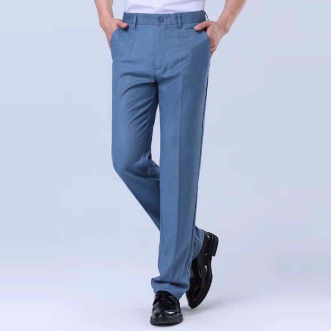 Mens Casual Autumn Summer Thin Stretchy Straight Workwear Pants