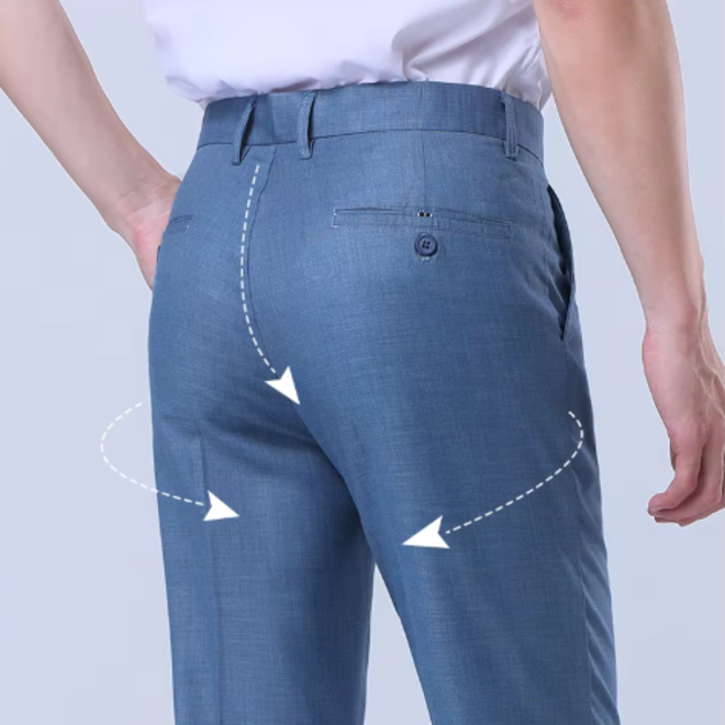 Mens Casual Autumn Summer Thin Stretchy Straight Workwear Pants