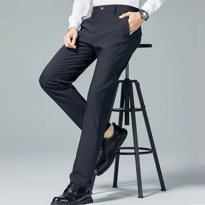 Autumn Mens Business Casual Pants Straight Through Slim Fit
