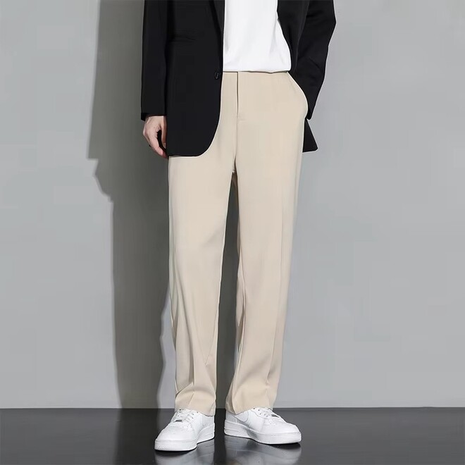 Mens Straight Leg Loose Casual Suit Pants