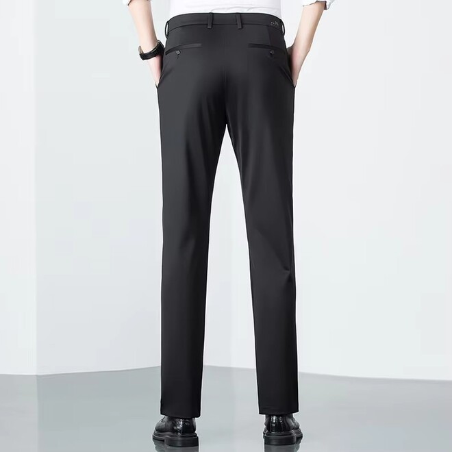 Mens Business Autumn Ice Silk Thin Suit Pants