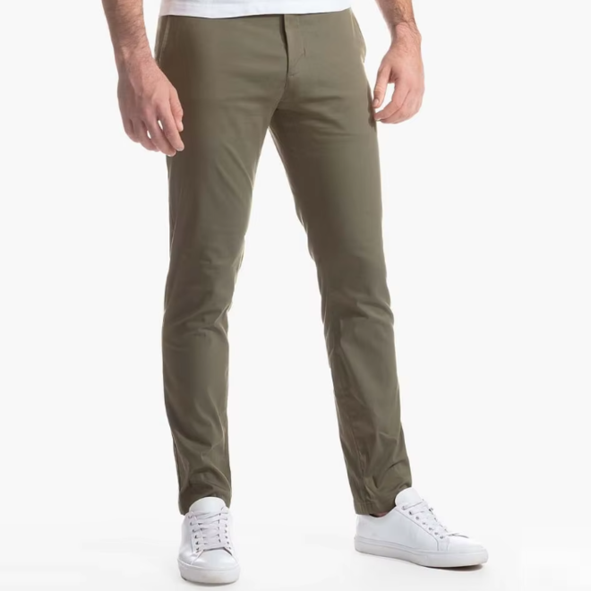 Autumn Mens Casual High Elastic Business Office Straight Ankle Length Trousers