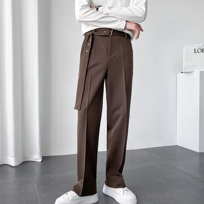 Mens Autumn Casual Loose Suit Pants