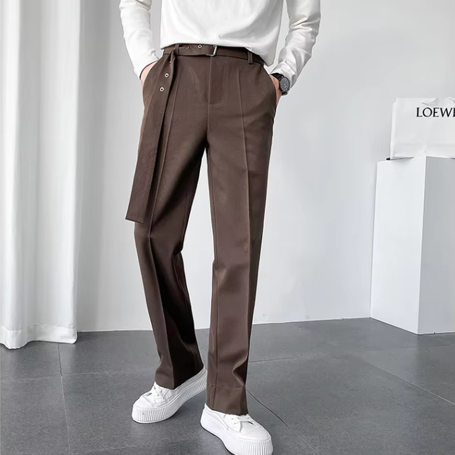 Mens Autumn Casual Loose Suit Pants