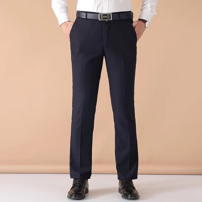 Men Slim Fit Straight Suit Pants