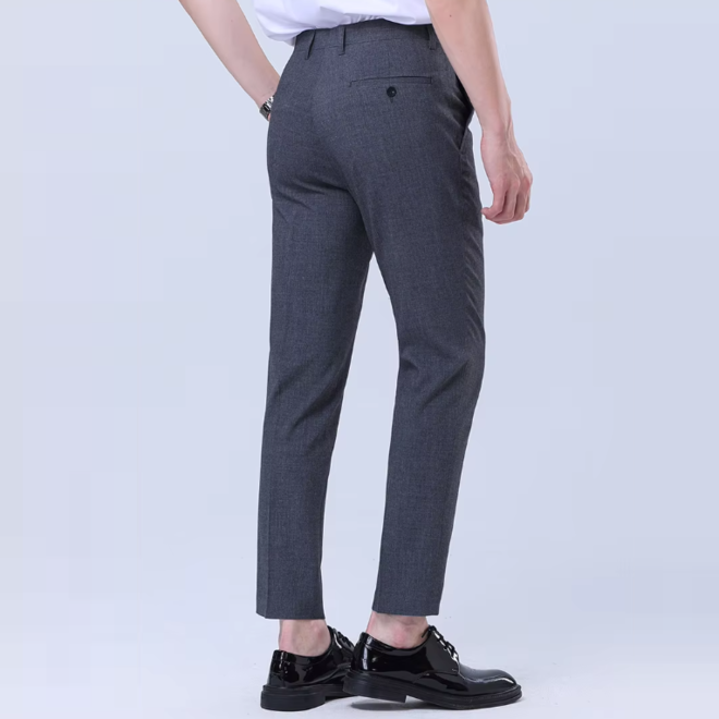 Mens Nine Point Autumn Slim Fit Stretchy No Iron Workwear Business Casual Trousers