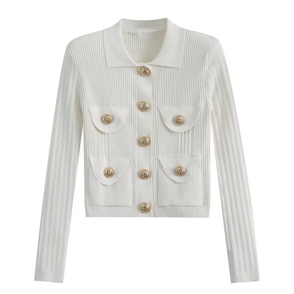 Womens Fashion Lapel Knit Top
