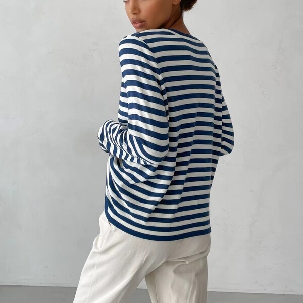 Womens Striped Pullover Knit 