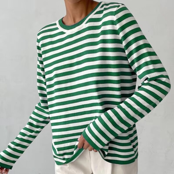 Womens Striped Pullover Knit 